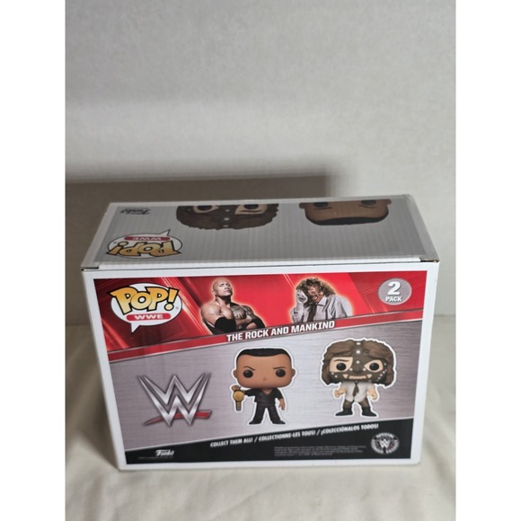 Funko POP! The Rock And Mankind 2 Pack Vinyl Figures WWE Walmart Exclusive New - Picture 5 of 7